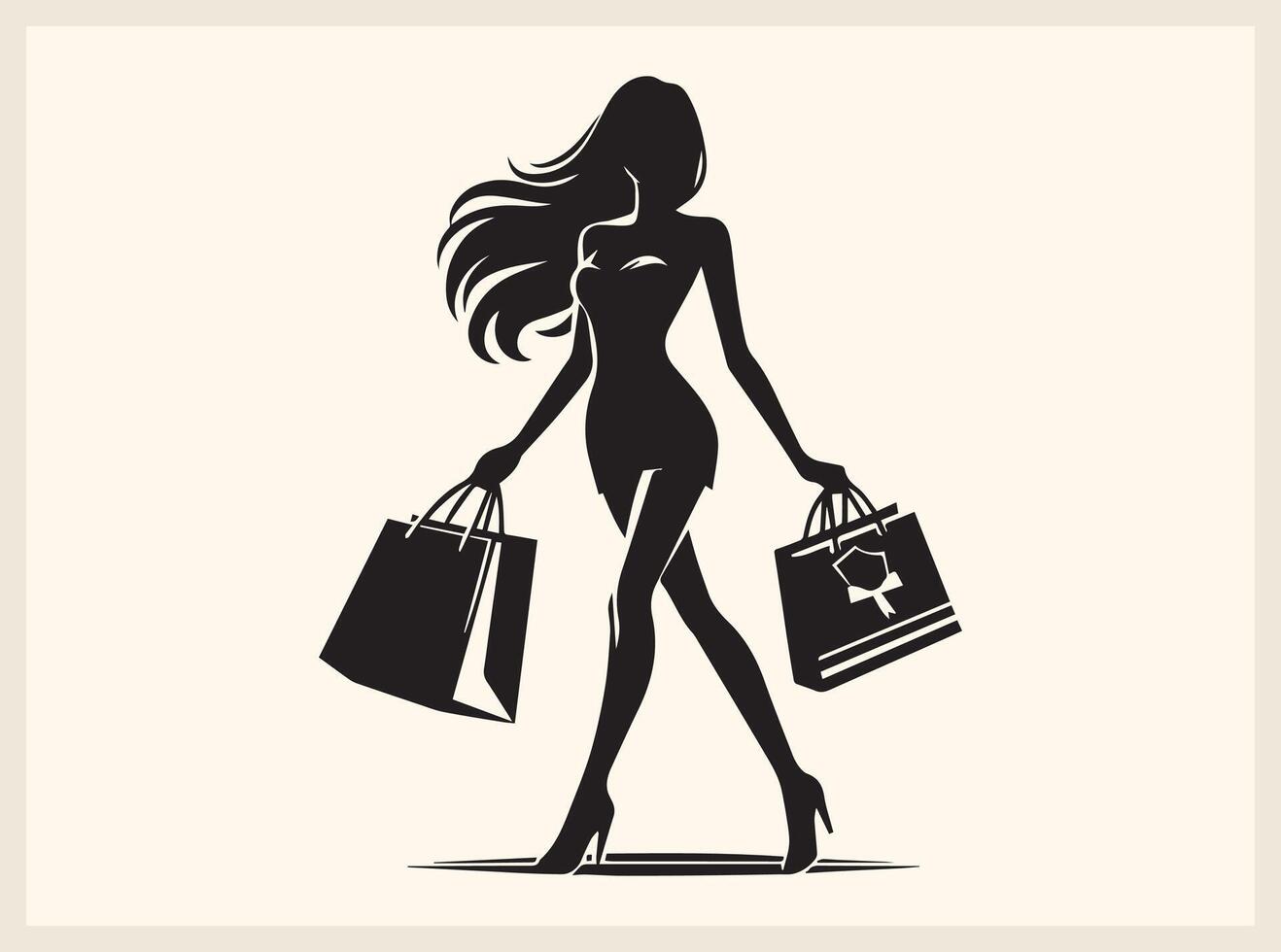 sSophisticated Shopper Walking Silhouette vector