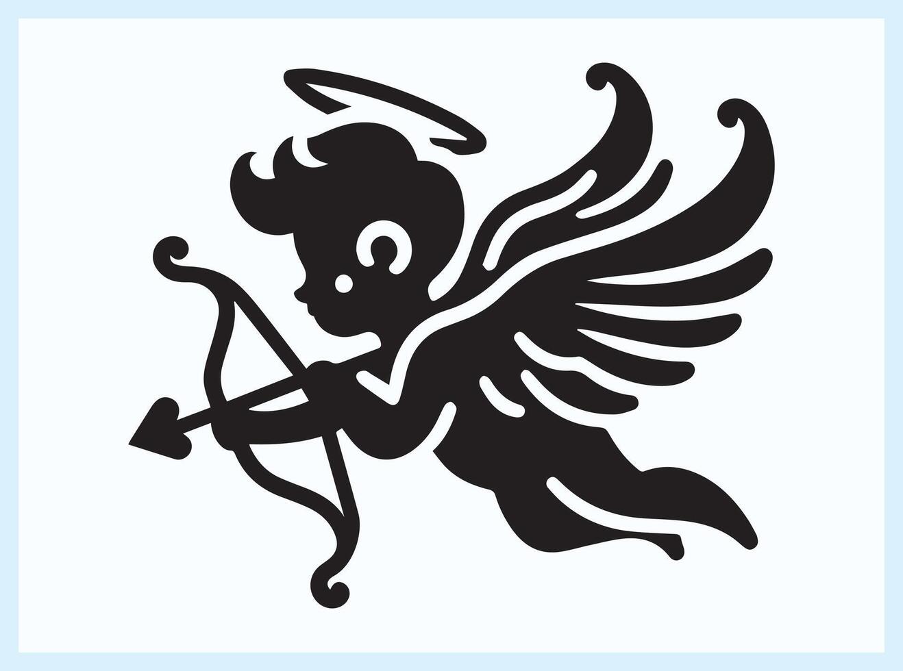 Majestic Silhouette of Cupid Aiming His Arrow of Love vector