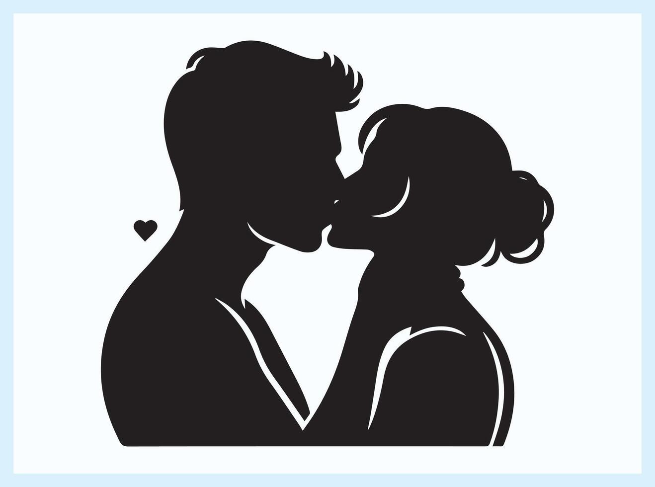 Happy Couple Sharing a Sweet and Romantic Kiss vector