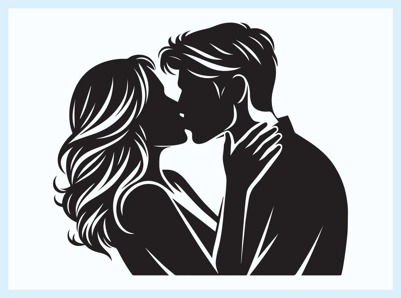 Romantic Couple Sharing a Passionate Kiss in Love vector