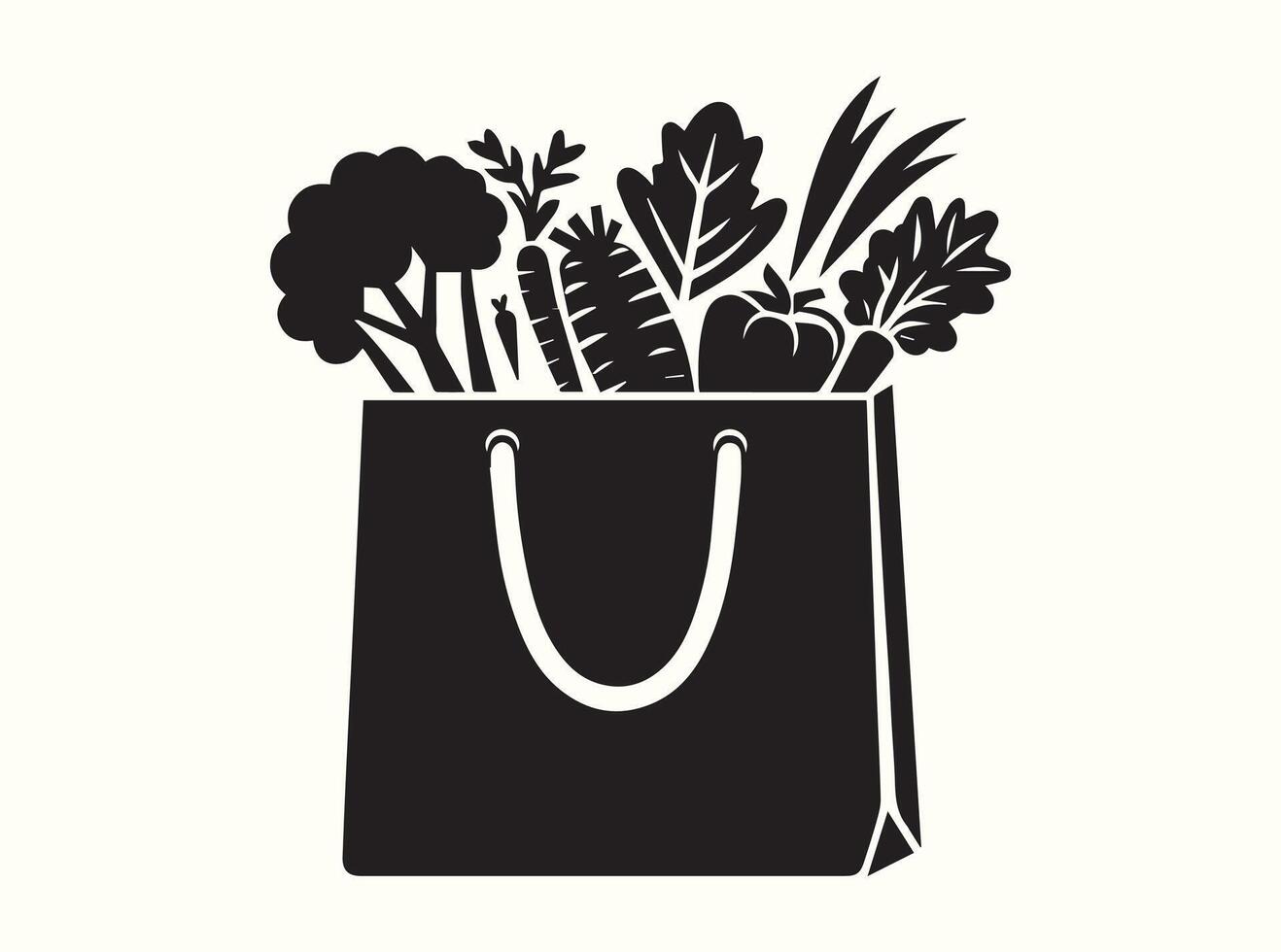 Silhouette of a Shopping Bag with Vegetables vector