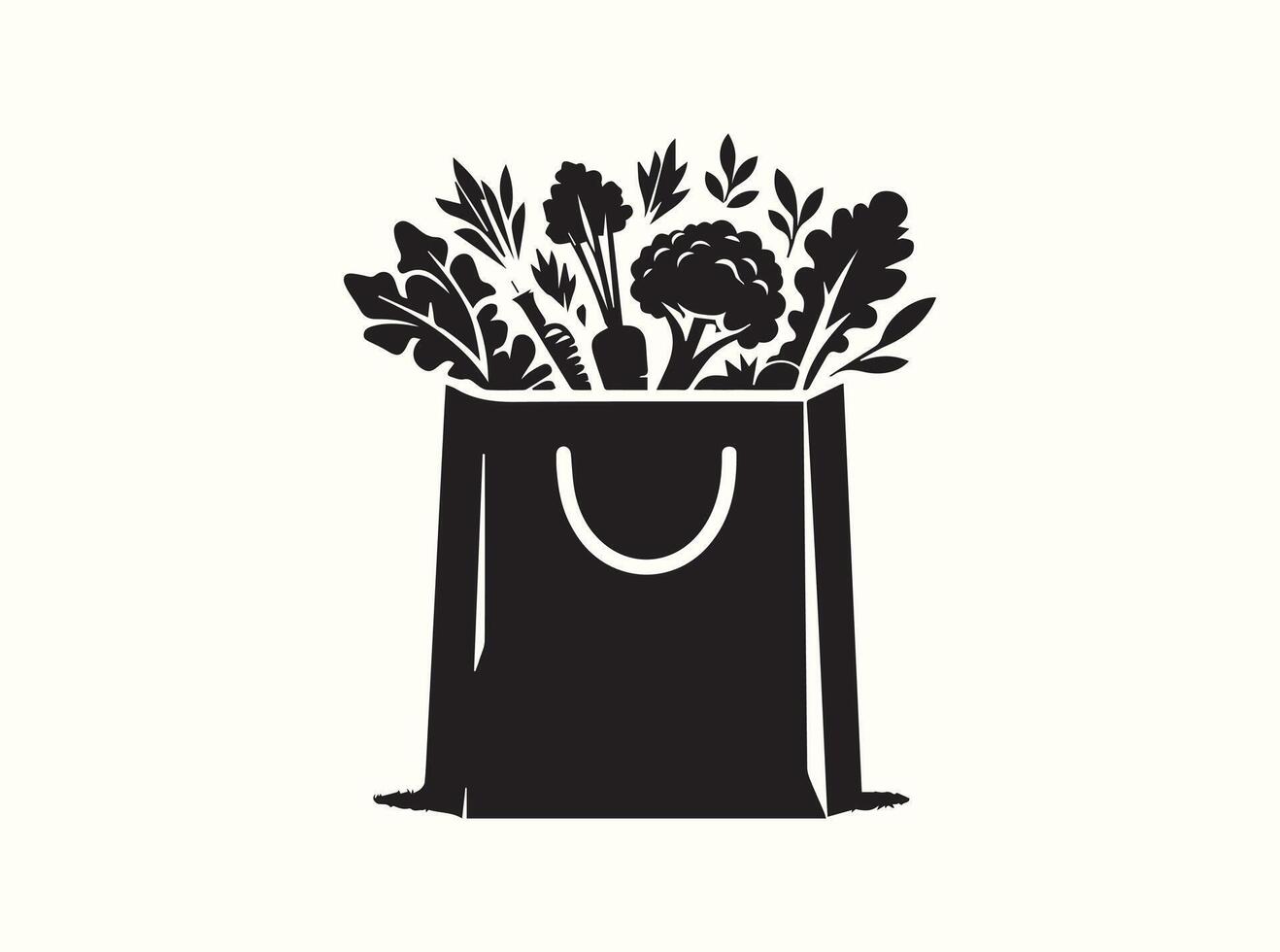 Black Silhouette of a Shopping Bag with Vegetables vector