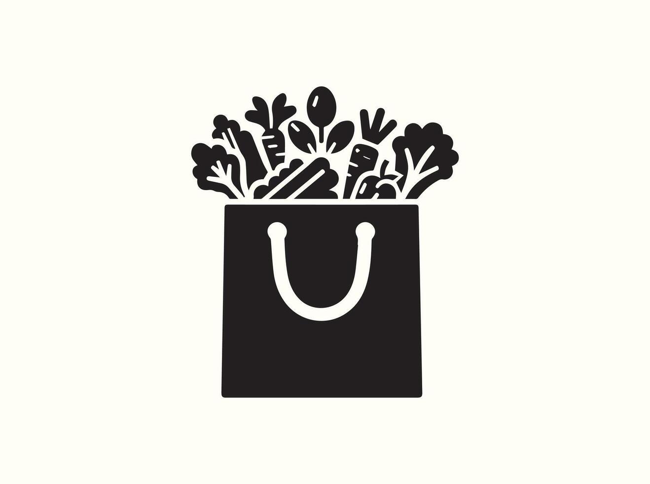 Black Icon of a Shopping Bag with Fresh Produce vector
