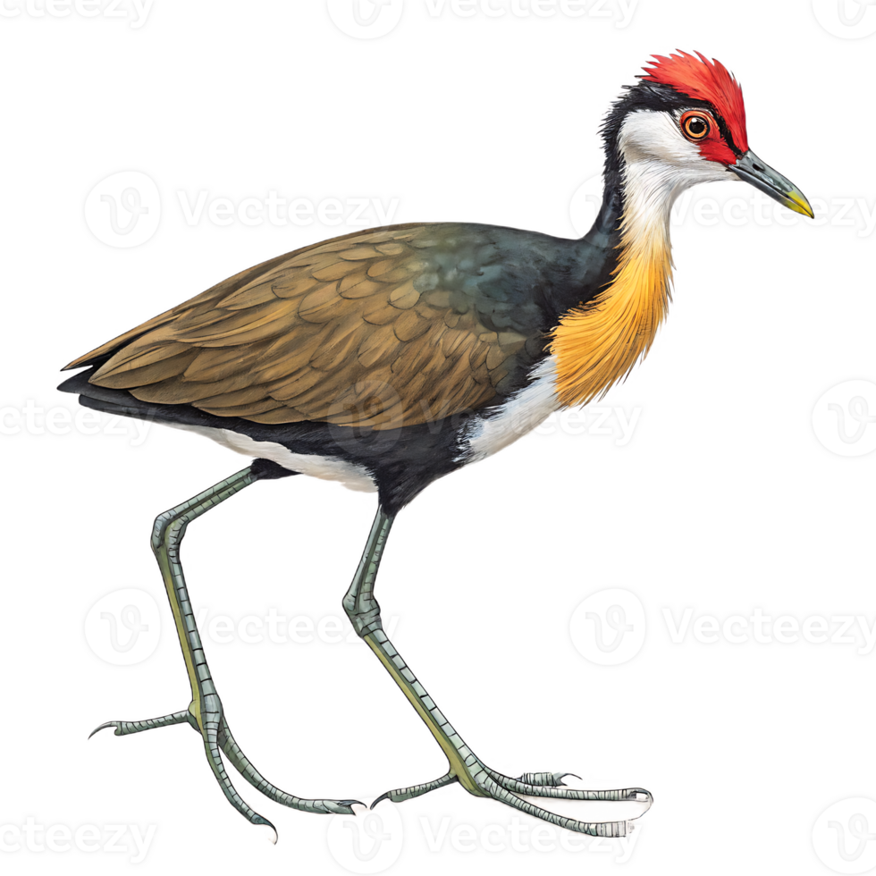 A bird with a red head and black beak png