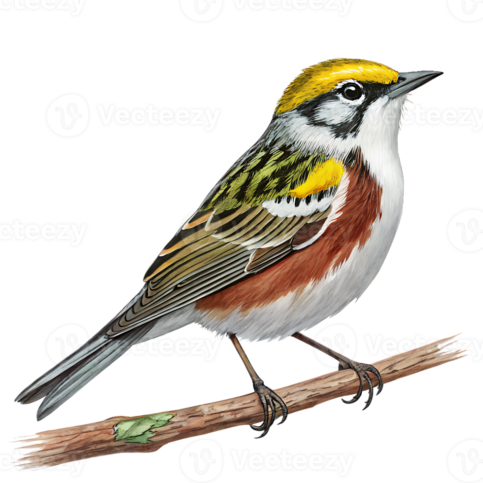 A bird with yellow, white and red feathers png