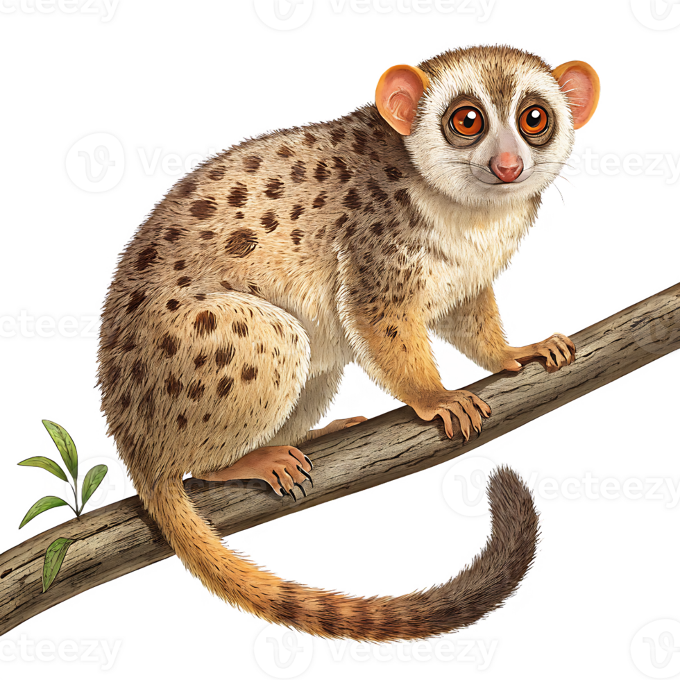 A drawing of a small animal sitting on a branch png