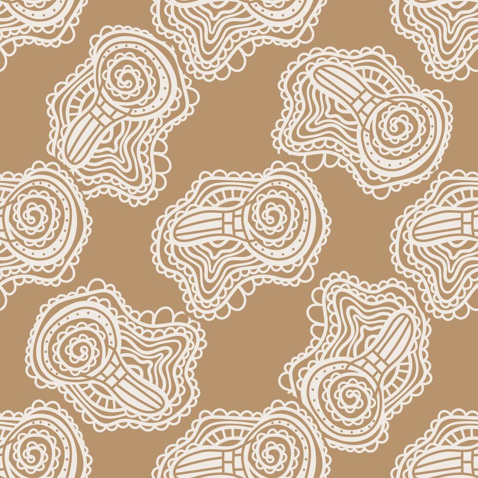 Seamless pattern with doodle ornaments vector