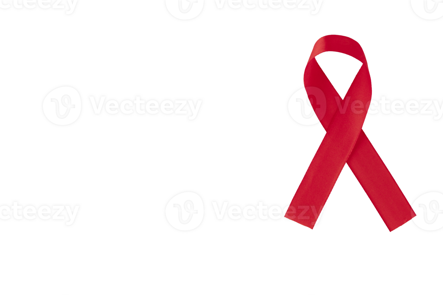 Red ribbon, symbol of social awareness, isolated on white background. World Cancer Day. AIDS, HIV. copy space. png