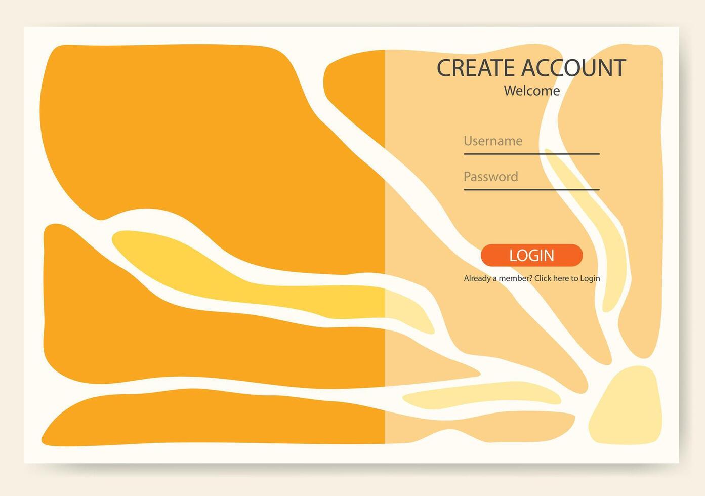 Flat design landing page. Login form user interface template vector
