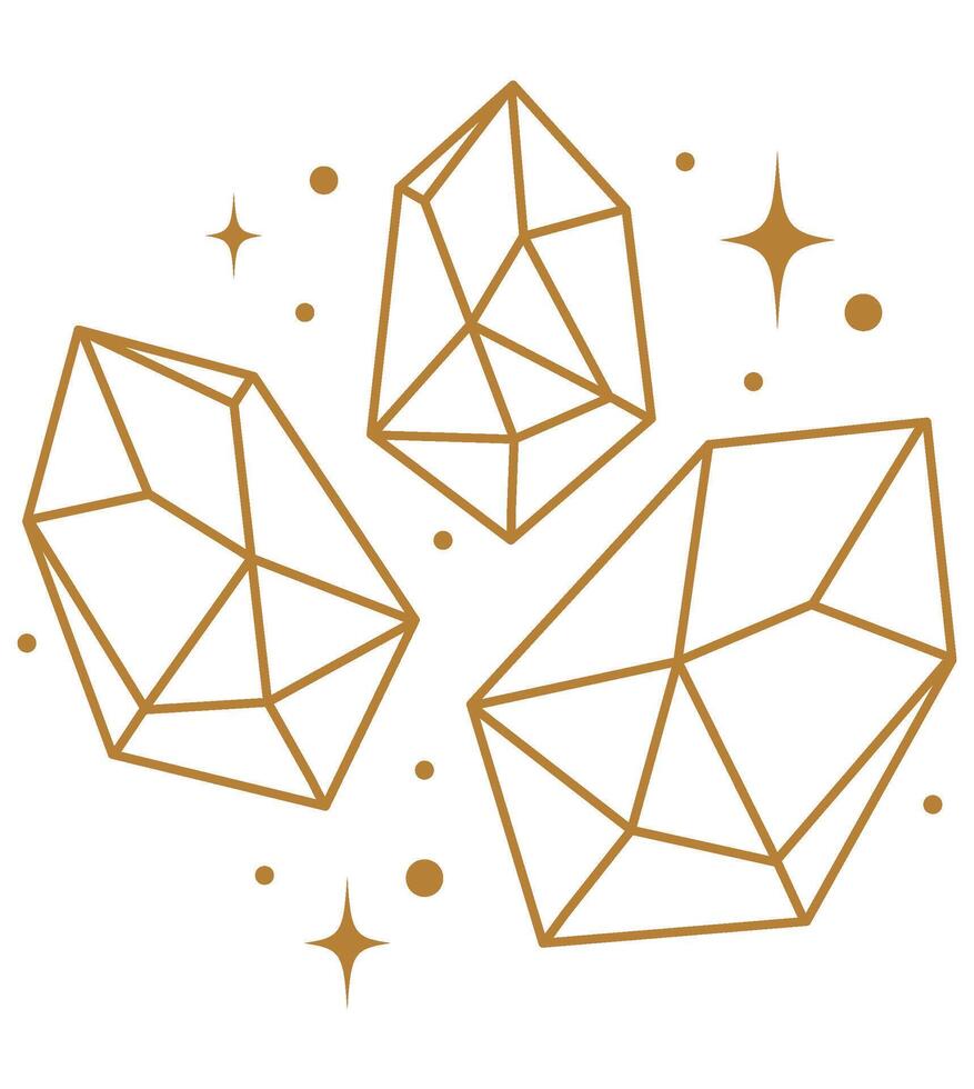 Line art healing crystal esoteric icon. Hand drawn astrology symbol. Witchcraft gemstone. For print vector