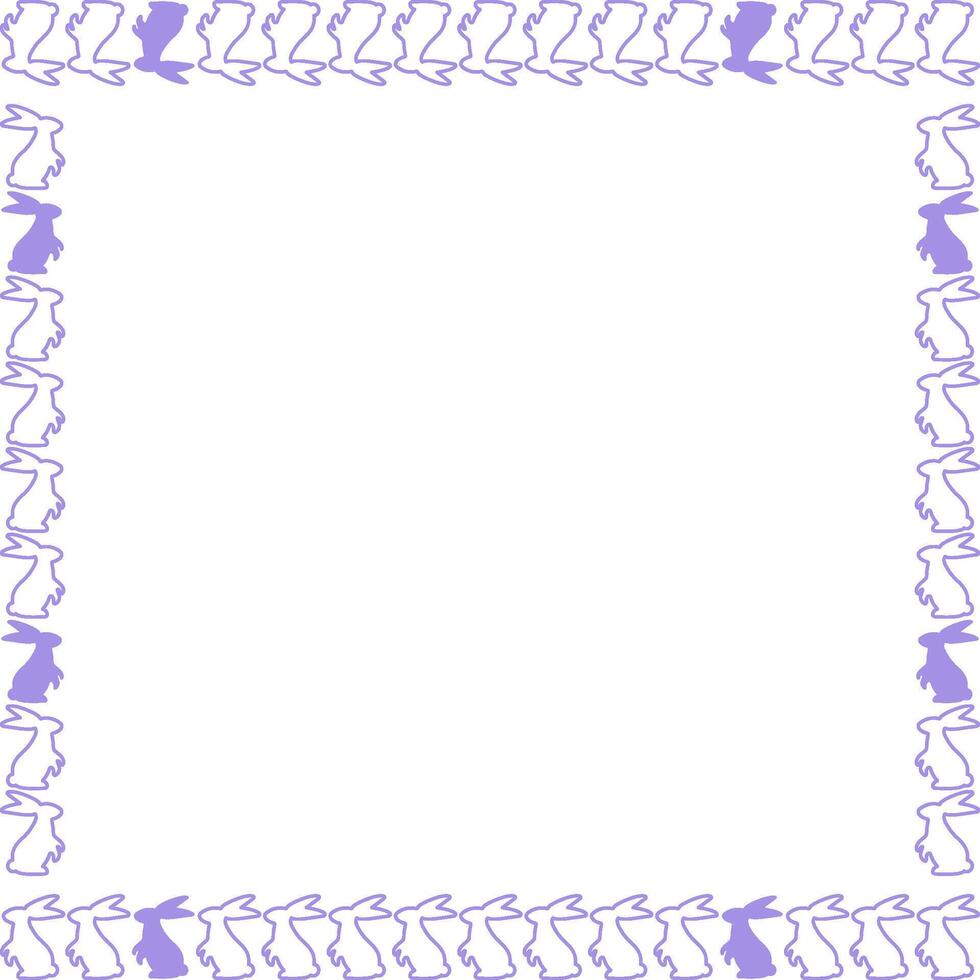 Easter bunny empty square frame. Spring Easter bunny rabbit silhouettes with empty space for your text vector