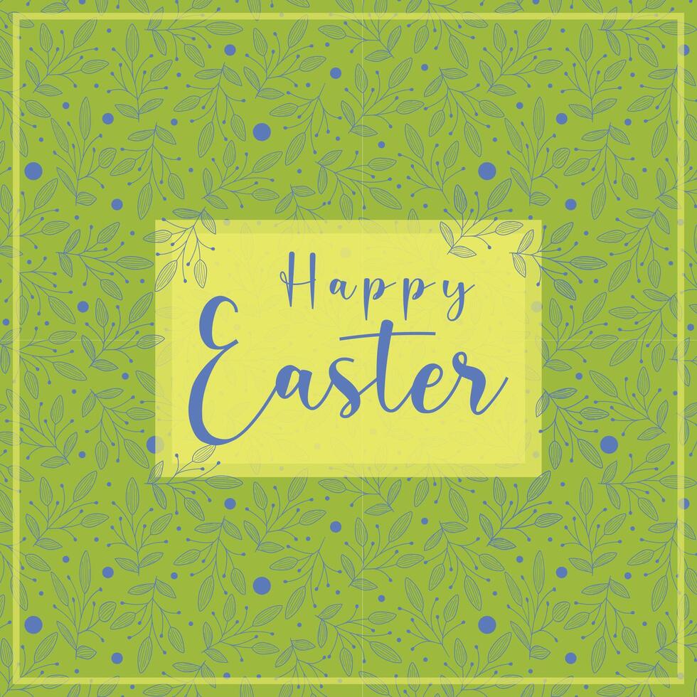 happy Easter green color greeting card. Simple spring season design with elegant lettering. Festive art vector
