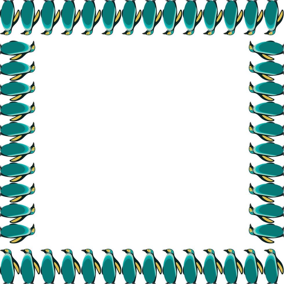 Penguin childish square frame. Nursery simple art design with empty space for your text. Baby shower vector