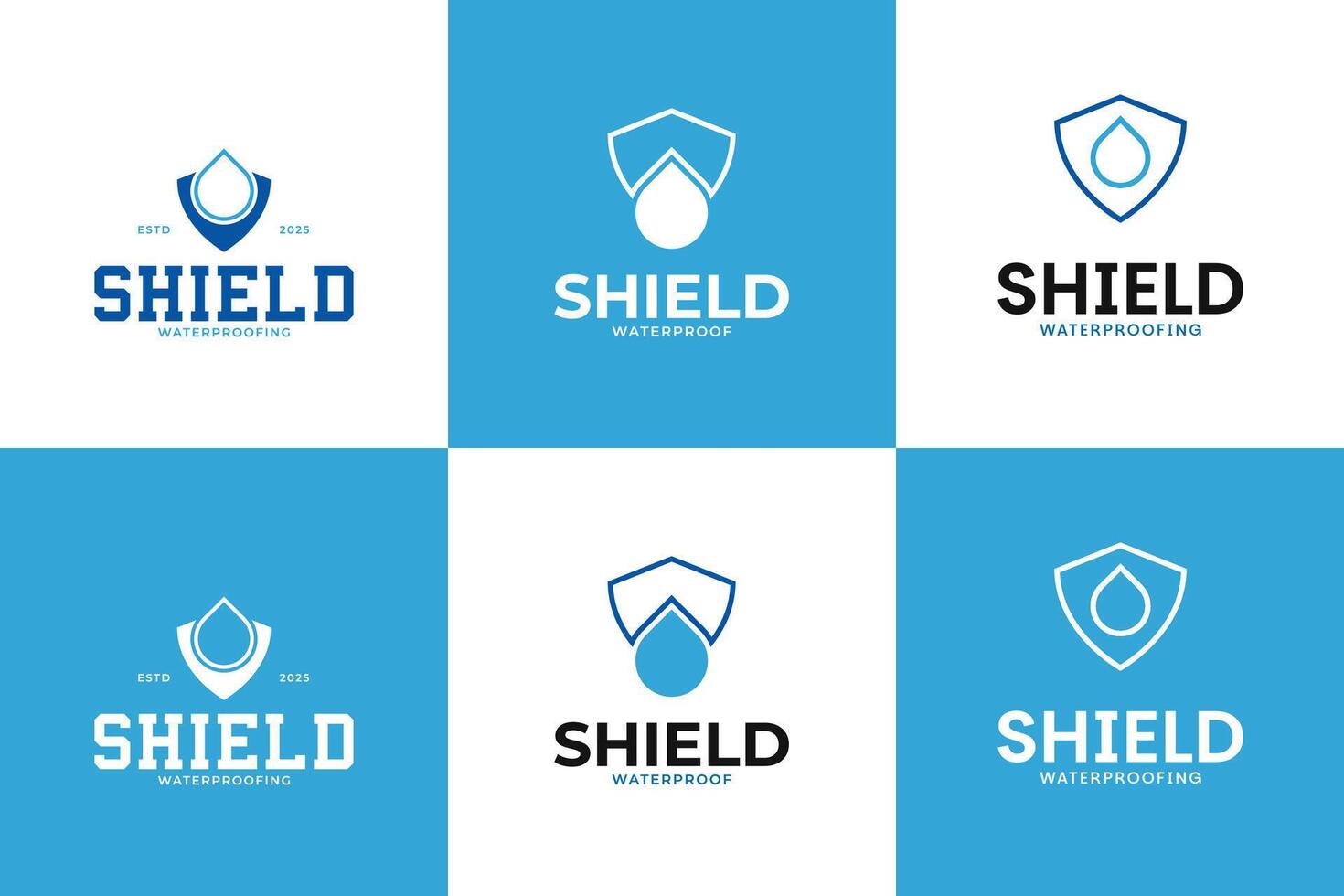 Set of waterproof shield logo design template illustration idea vector