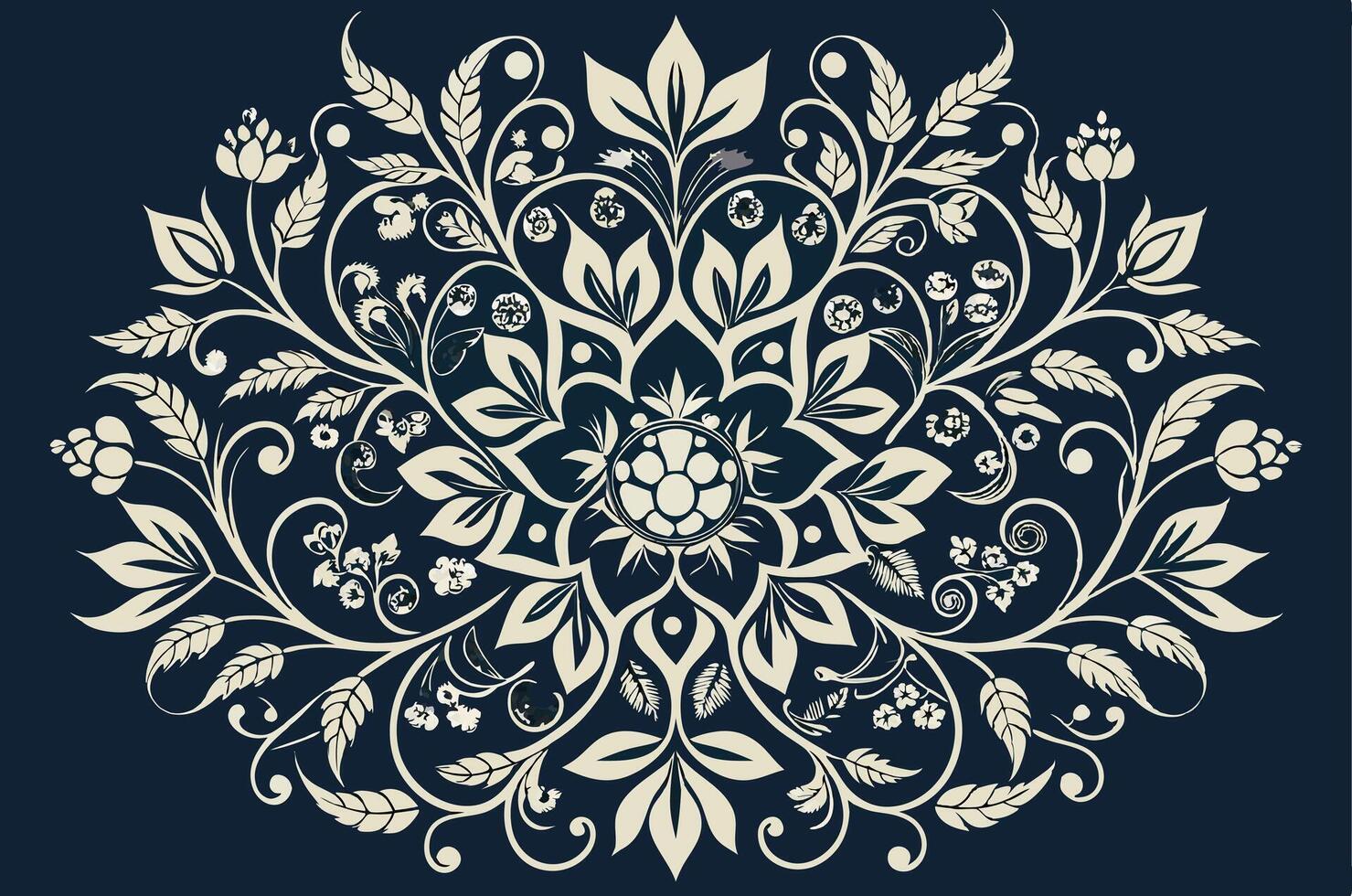 Elegant Floral Mandala Pattern on a Dark Blue Background vector