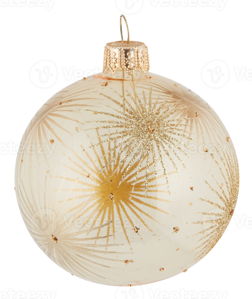 Yellow floral Christmas ball cut out isolated transparent background png