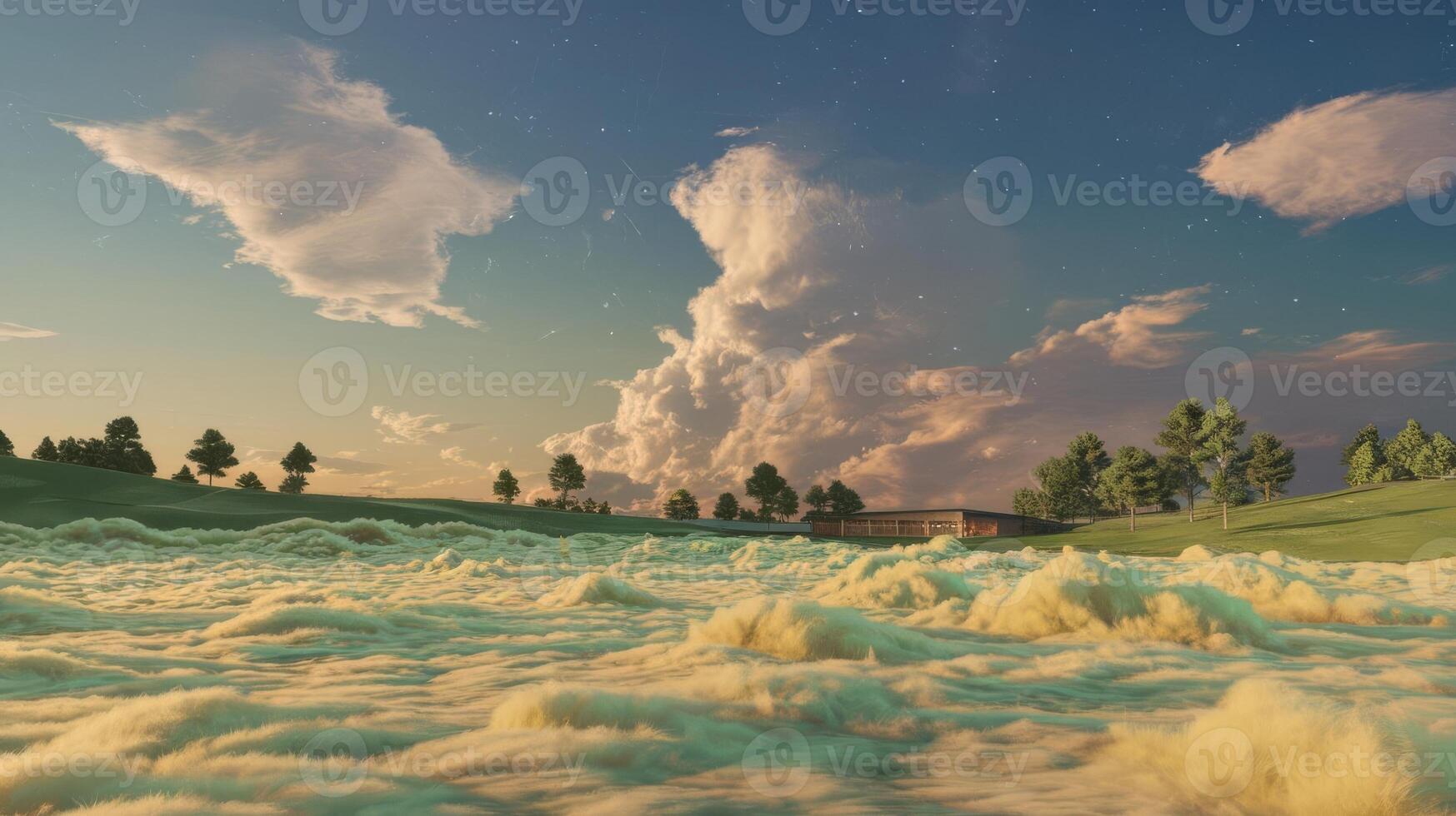 A field of grass and clouds in the sky photo