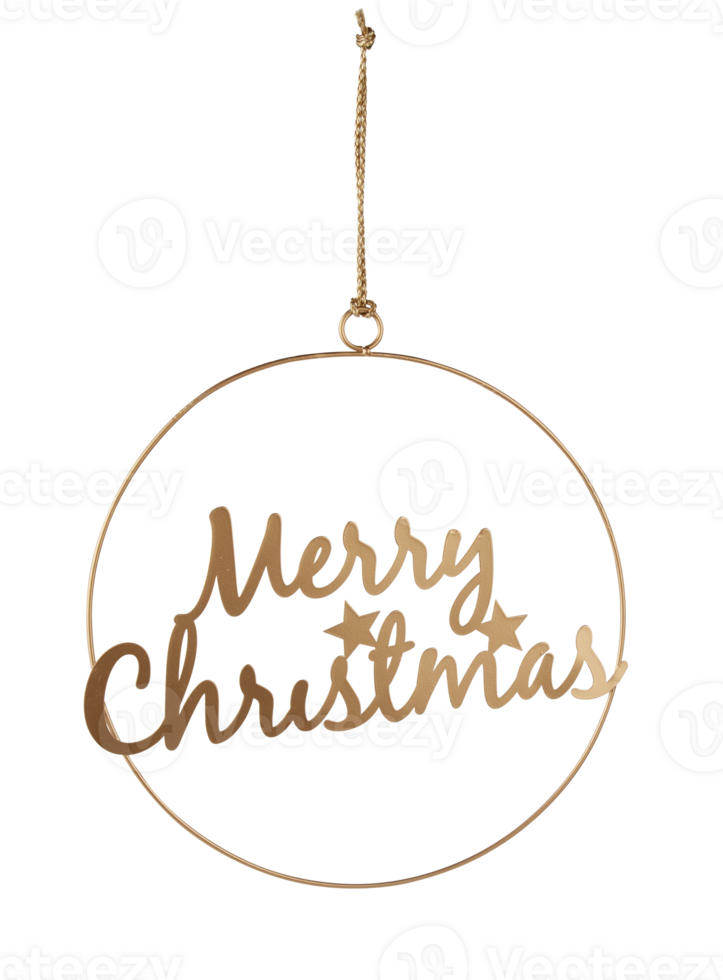 Circle decorated with Christmas letters cut out isolated transparent background png