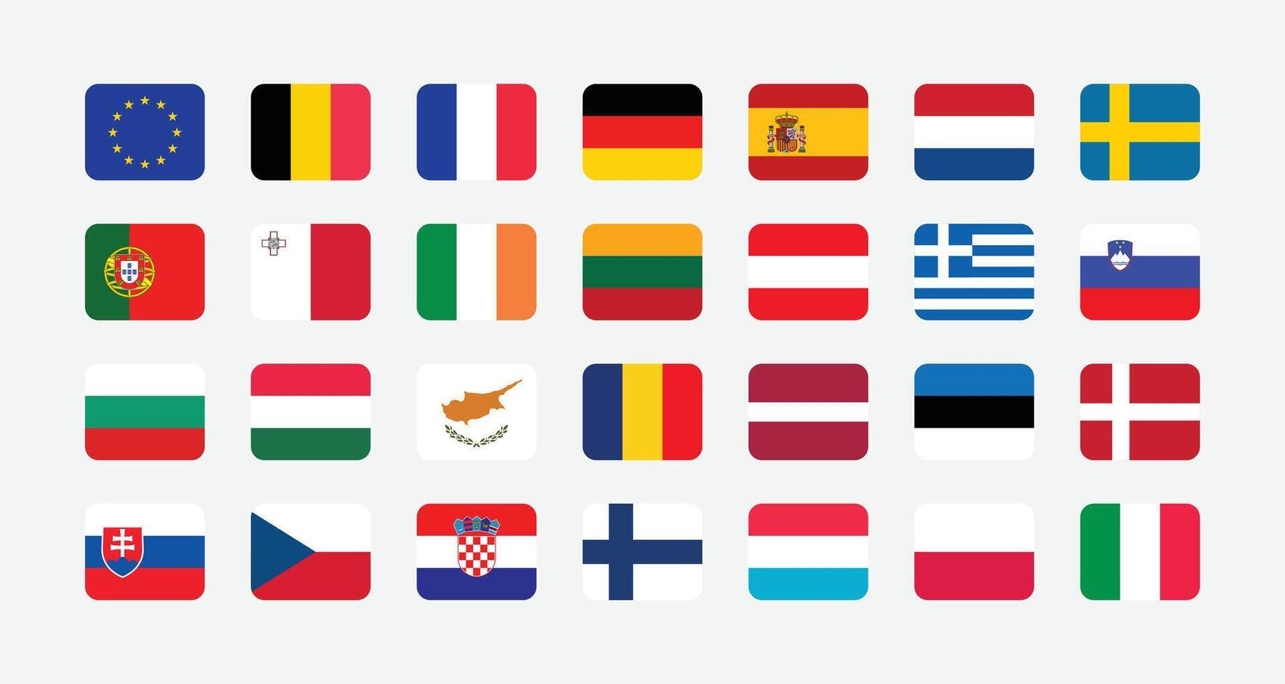 National Flag of All European Union countries. vector