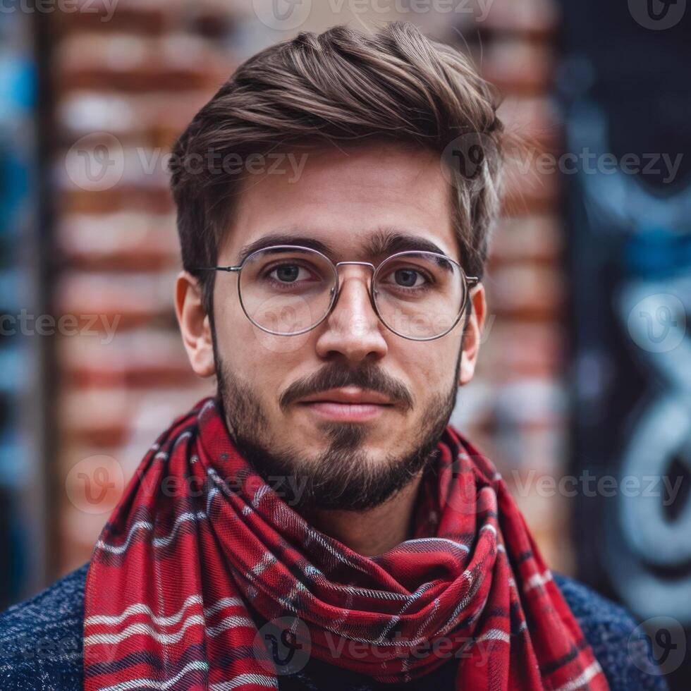A man with glasses and a scarf photo
