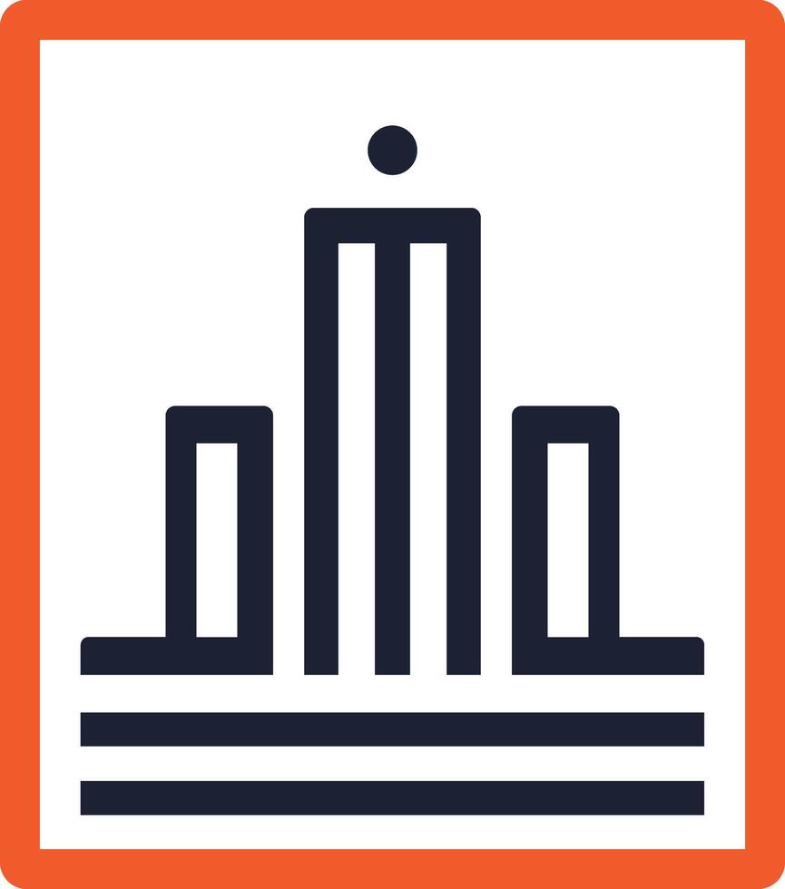 a city skyline icon with a building in the middle vector