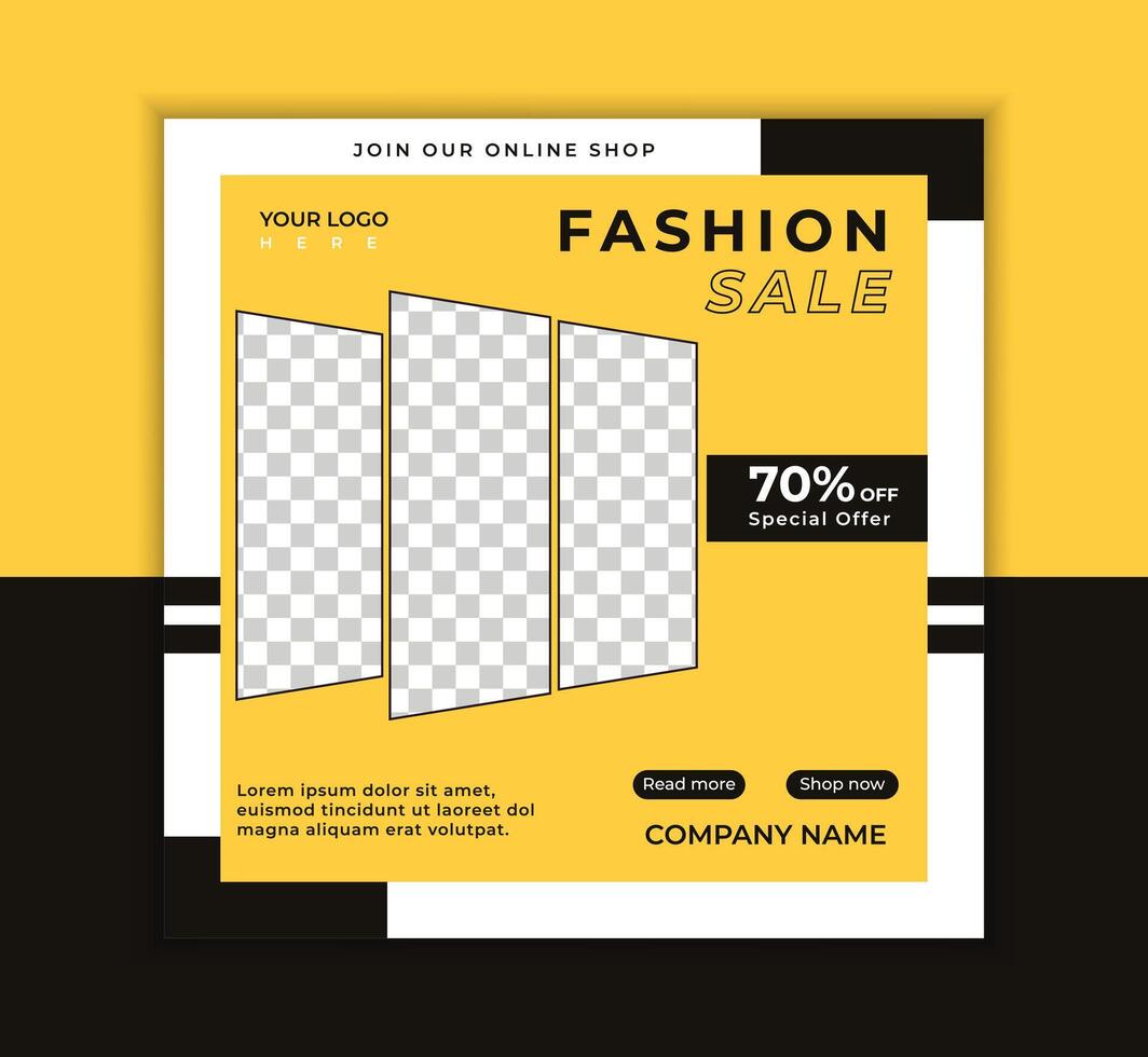 Bold Yellow And Black Fashion Sale Instagram Post vector