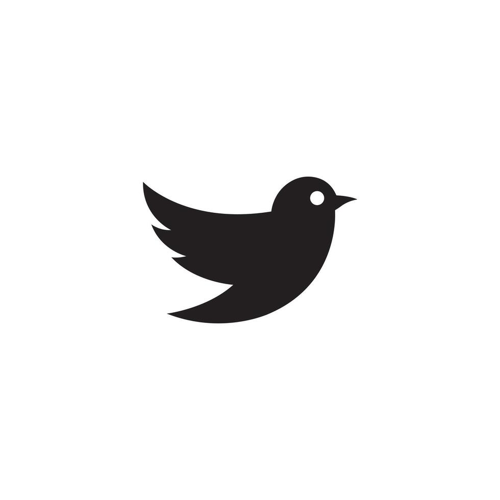 Black and white bird icon on transparent background vector