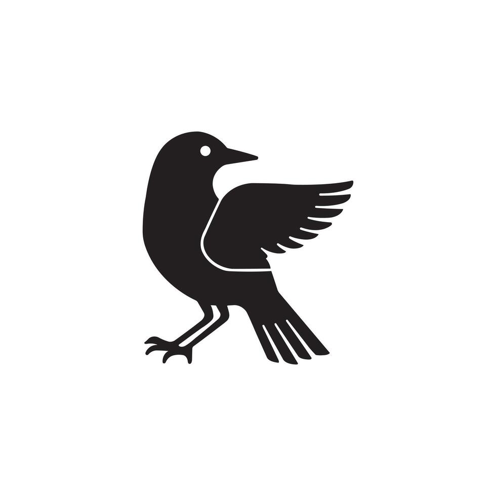 Bird icon with wings in a very simple and elegant style vector