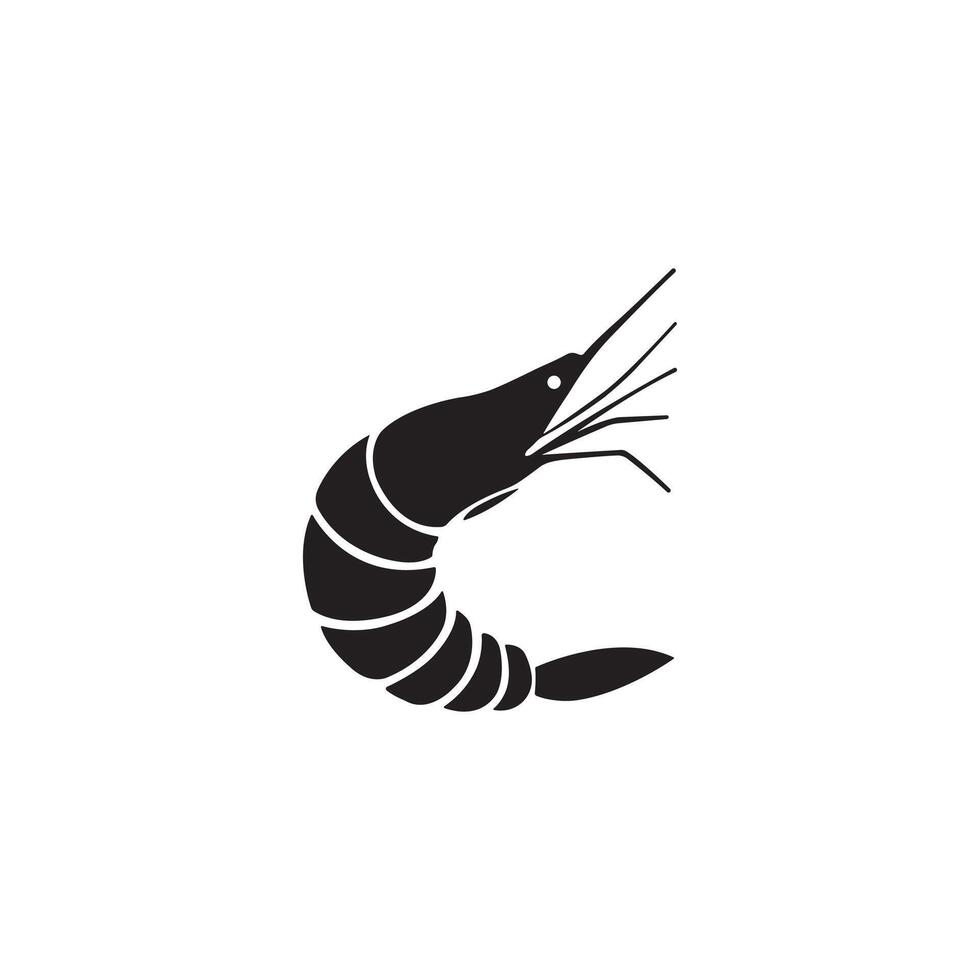 Black and White Shrimp Icon for Logos and Branding vector