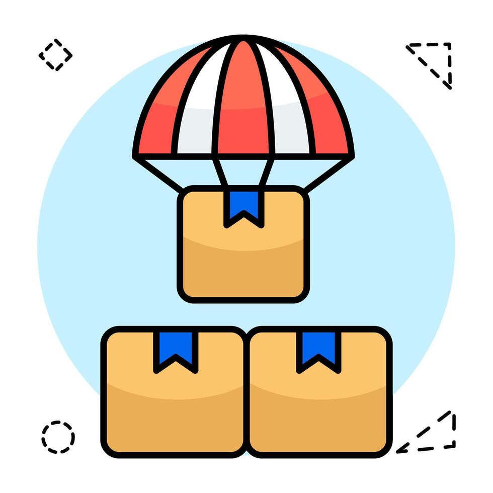 An icon design of parachutes delivery vector