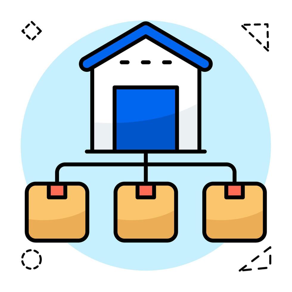 Flat design flat icon of warehouse vector