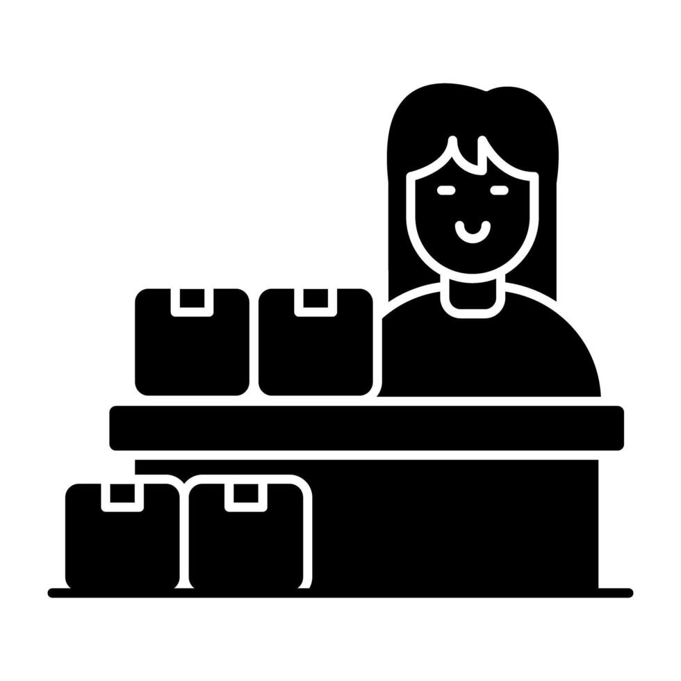 A Solid design icon of logistic reception vector