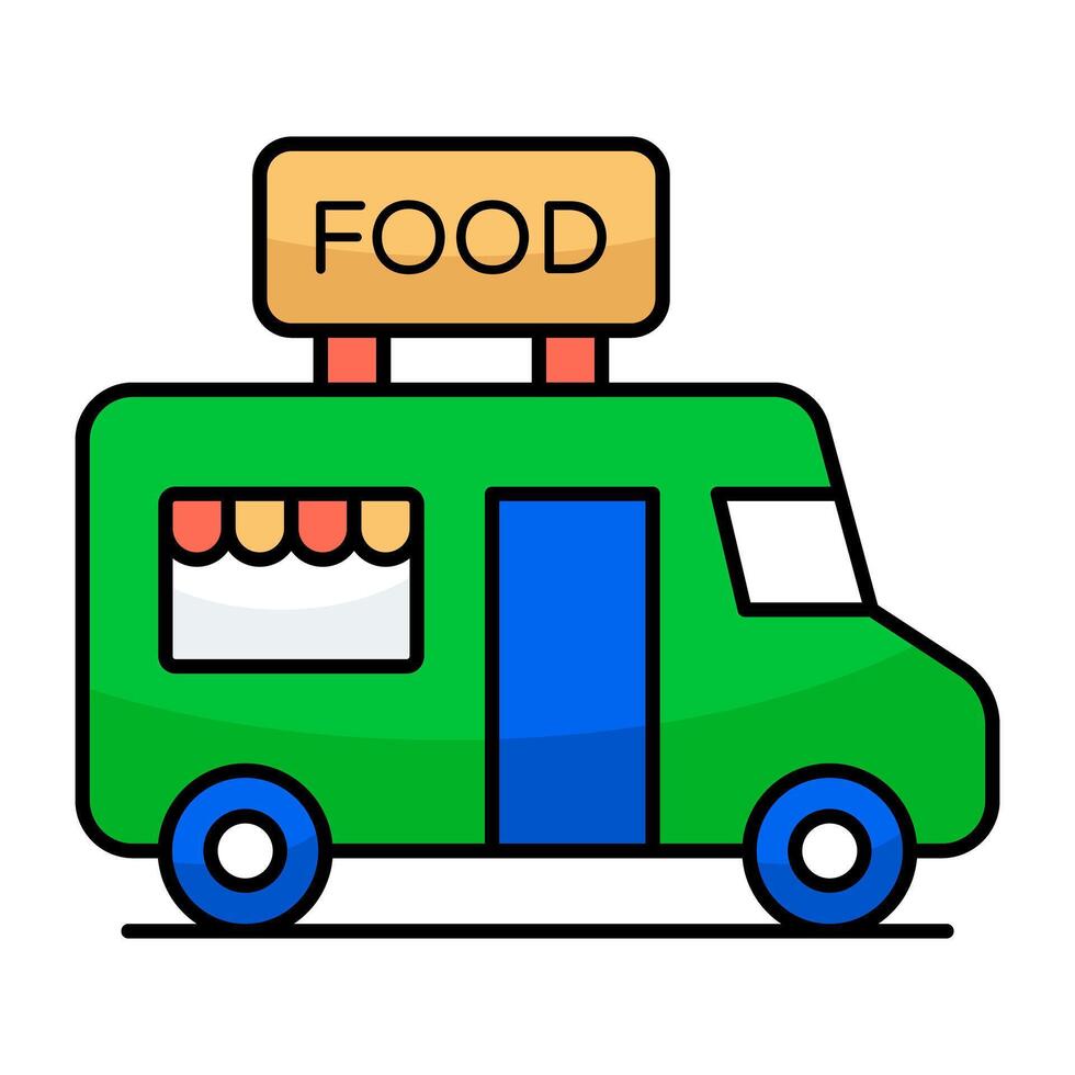 Editable design icons of food van vector