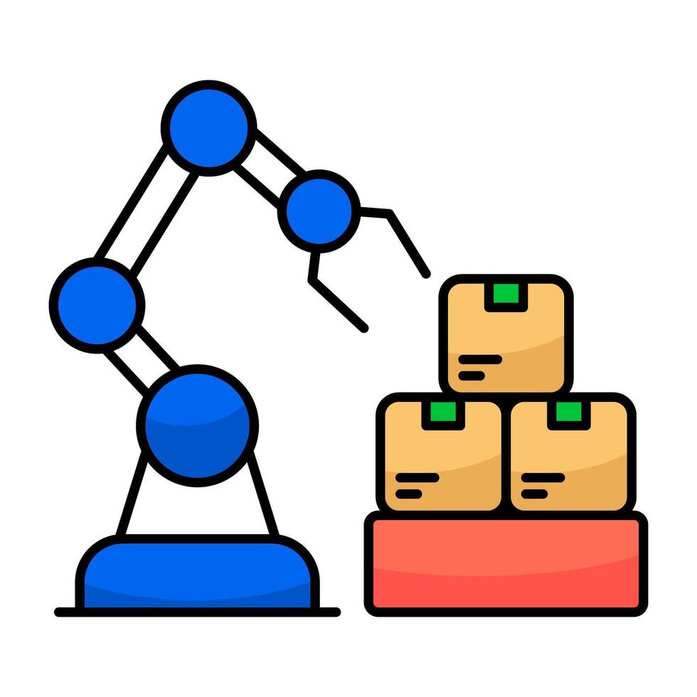 A unique flat design icon of automated production line vector