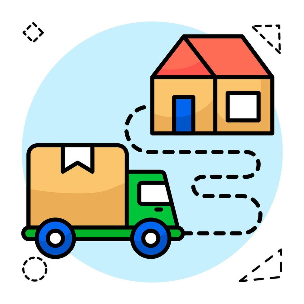 Perfect flat design icon of cargo van vector