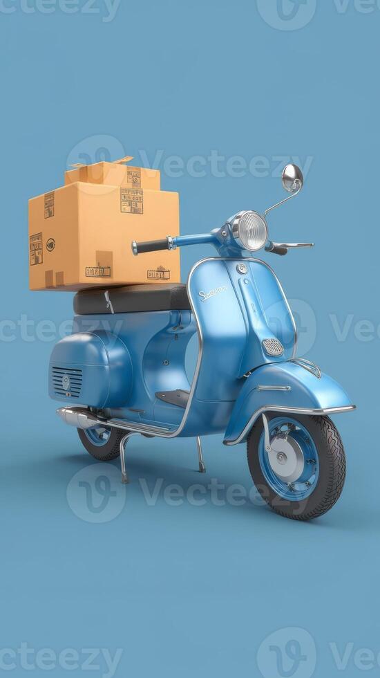 A blue scooter with boxes on the back photo