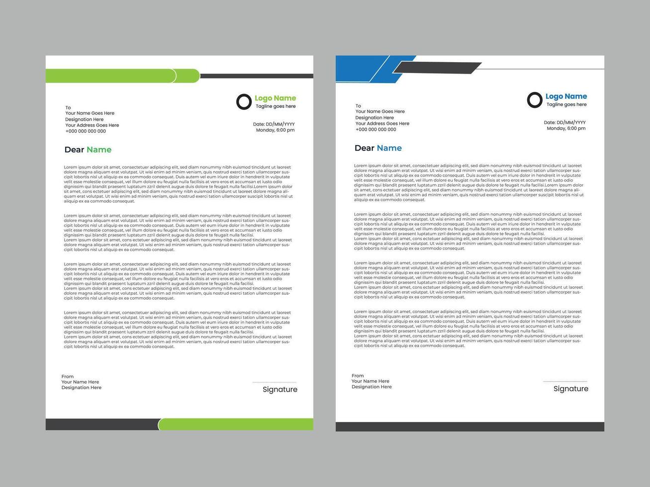 Clean and modern corporate company business letterhead template design with colorful and elegant design variation bundle vector