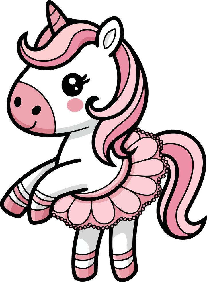 cute cartoon unicorn with pink tutu vector