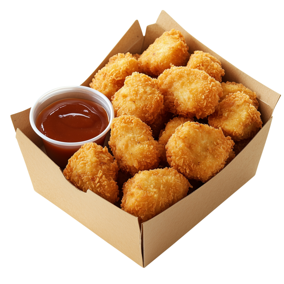Crunchy Chicken Nuggets with Savory Dipping Sauce Isolated on Transparent Background png