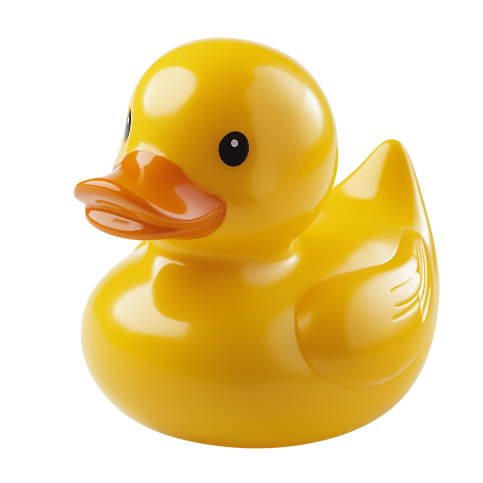 Cute Rubber Duck Toy with Shiny Glossy Finish Isolated on Transparent Background png