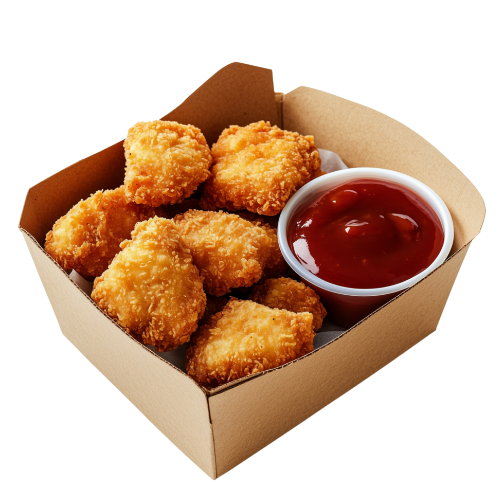 Tasty Fried Chicken Nuggets with Savory Sauce Isolated on Transparent Background png