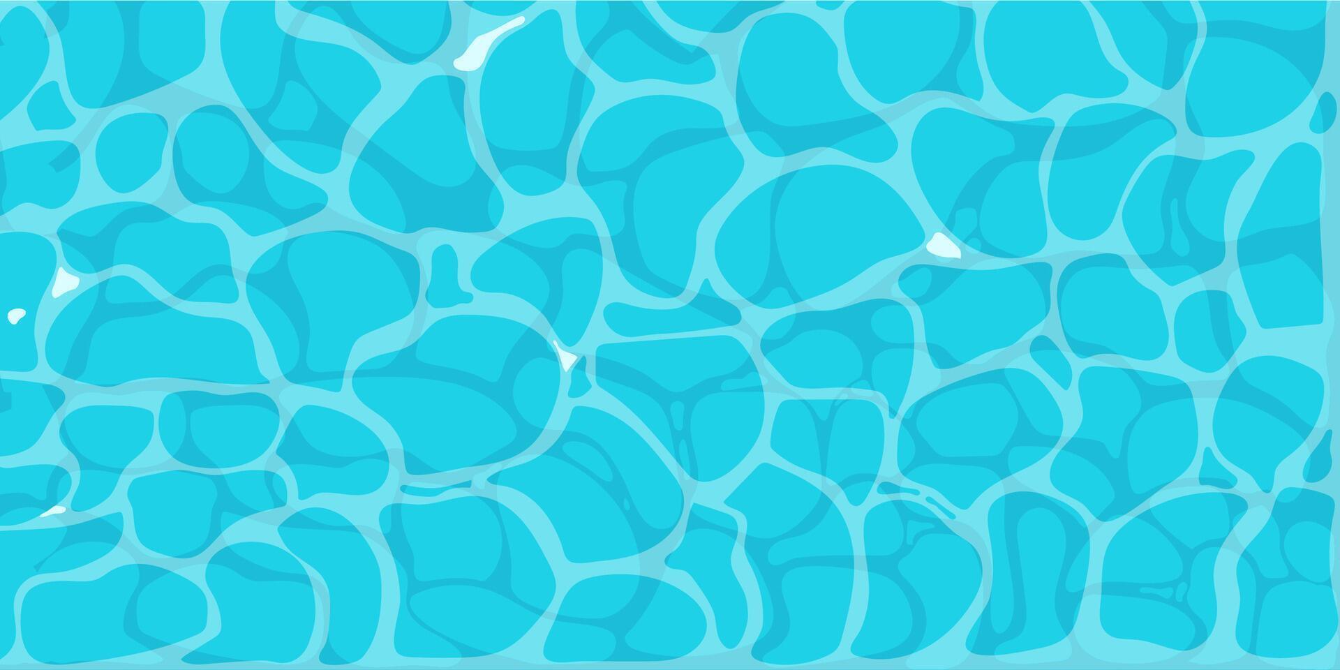 Turquoise ocean water ripple surface with sunlight reflections in cartoon style game texture top view vector