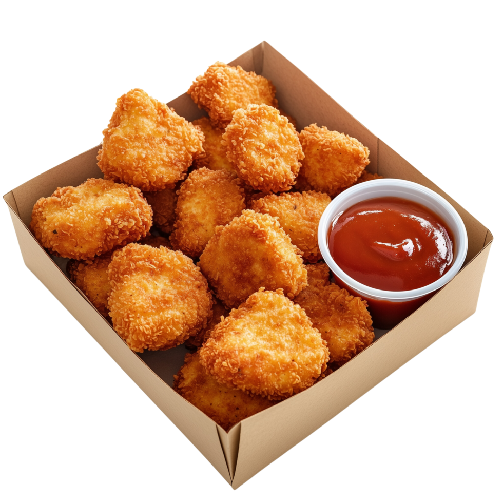 Crispy Golden Chicken Nuggets with Tasty Dipping Sauce Isolated on Transparent Background png