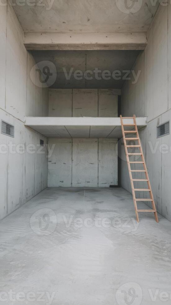 An empty room with a ladder and ladder photo