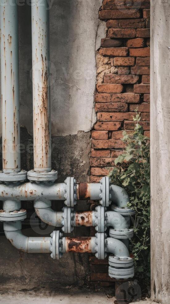 Pipes and valves in an old building photo