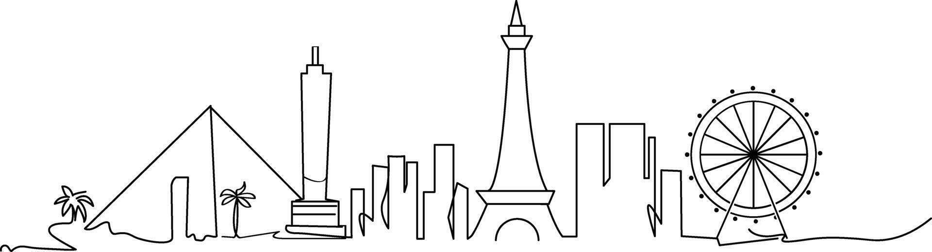 Las Vegas skyline pen line art illustration vector
