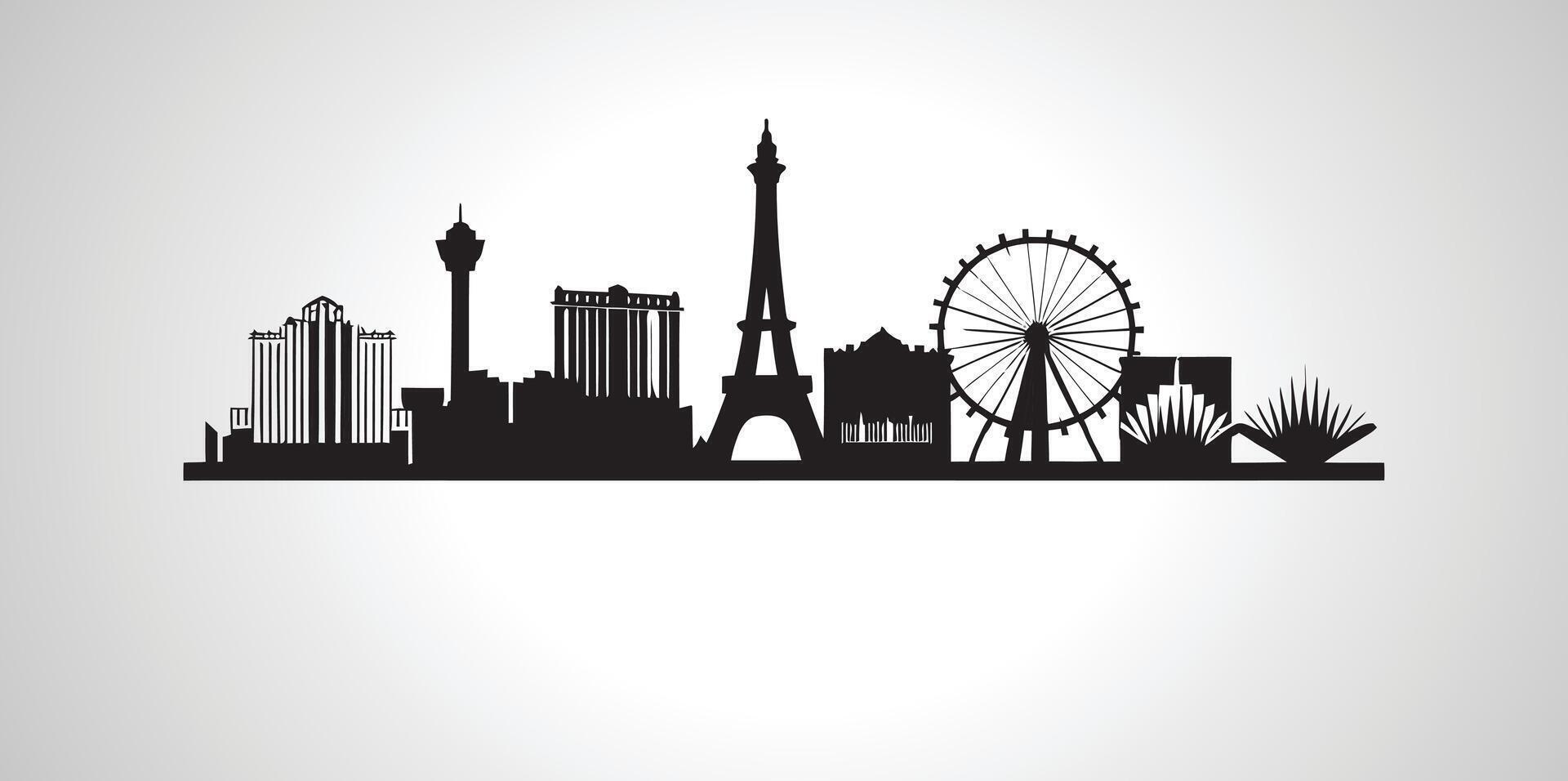 Las Vegas cityscape silhouette on a white background. vector