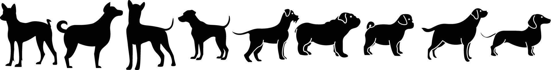 Dog silhouettes illustration set vector