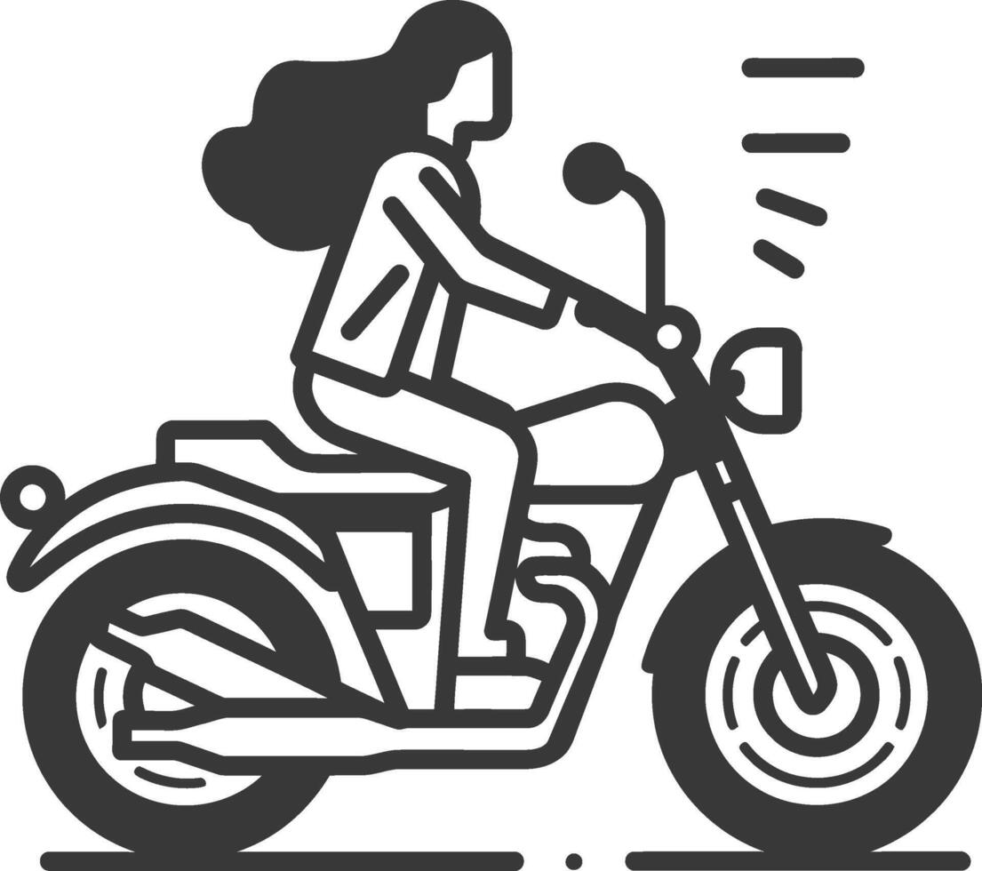 A woman riding a motorcycle on a white background vector