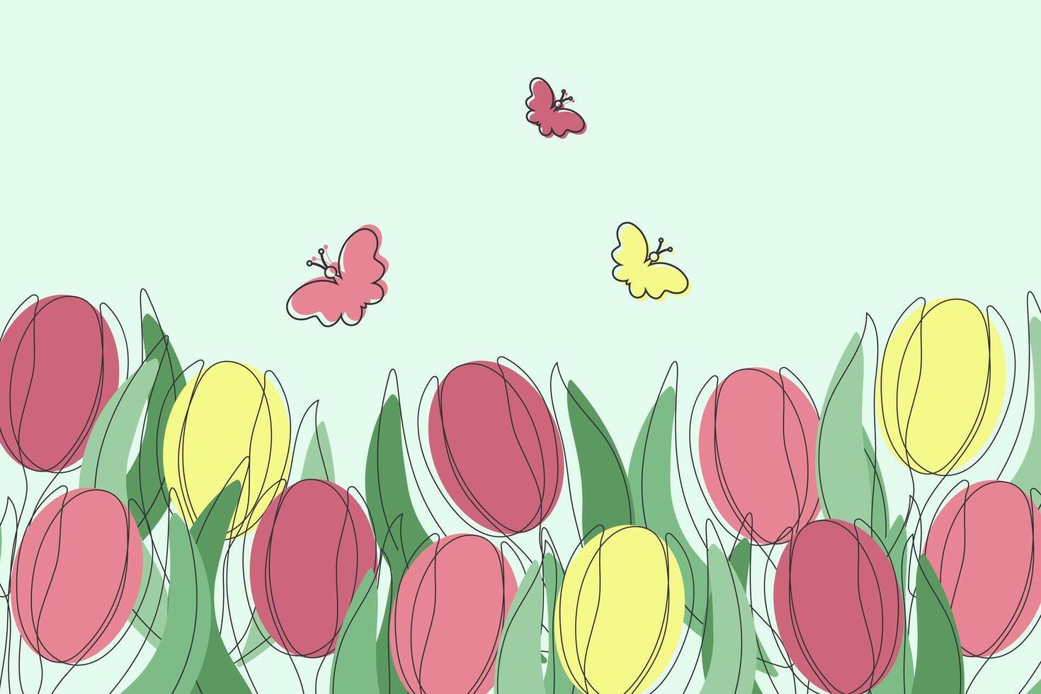 Illustration with tulips in pastel colors vector